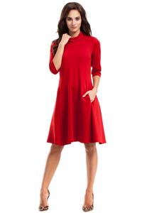 Red Flared Dress with Tourtleneck