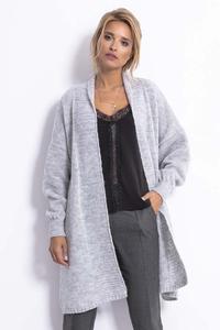 Long, unbuttoned sweater for women - Gray