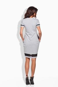 Light Grey Casual Dress with Transparent Details
