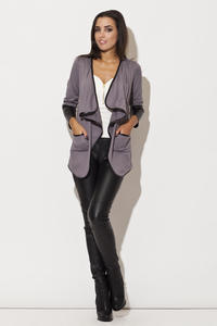 Trimmed Waterfall Grey Jacket with Fitted Leather Cuffs