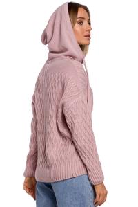 Practical Sweater with Drawstrings and Hood (Pink)