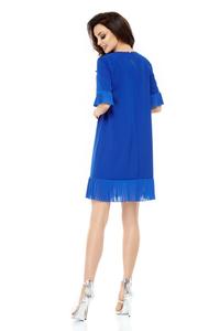 Blue Mini Dress with Frilled Bottom and Sleeve