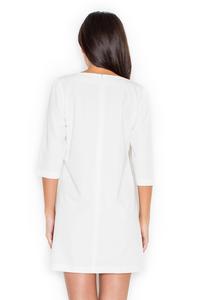Ecru A-Line 3/4 SLeeves Mini Dress with Pockets