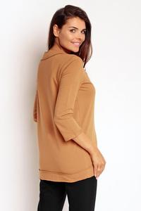 Brown No Buttons 3/4 Sleeves Simple Thin Blazer
