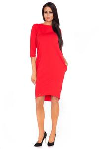 Red Casual Dress with Cut Out Back and Self Tie Bow
