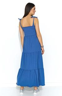 Denim Maxi Dress with Frills with Straps