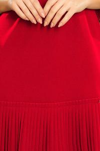 Red Formal Dress with Pleated Frills