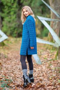 Blue Wool Sweter Dress With Turtleneck