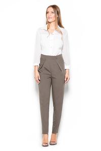 Olive Green Tapered Legs High Rise Pants
