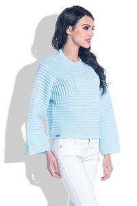 Light Blue Short Sweater with Wide Sleeves