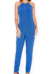 Blue Elegant Chain Halterneck Long Legs Jumpsuit