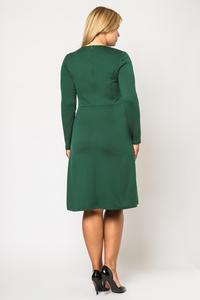 Green Double Fold Knee Length Dress PLUS SIZE