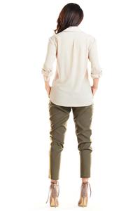 Khaki Casual Pants with Stripes