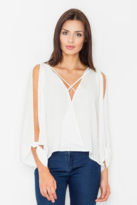 Ecru Cut Out Sleeves Stylish Blouse