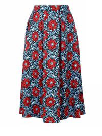Floral Pattern Flared Midi Skirt