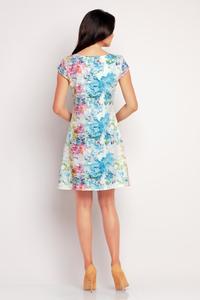 Blue&White Print Short Sleeves Mini Dress