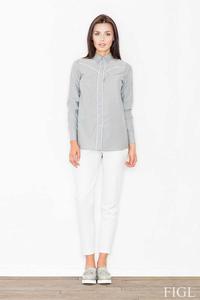 Grey Long Sleeved Shirt with Piping