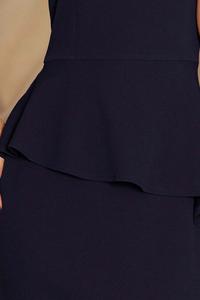 Dark Blue Peplum Dress Asymmetrical Cut