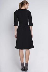 Black Slim Waist 3/4 Sleeves Smart Dress