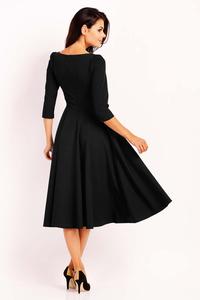 Black Dress Flared Midi With Collar