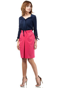 Pink Elegant Knee Lenght Double Fold Skirt