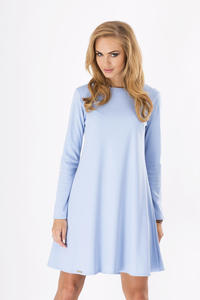Light Blue Plain Long Sleeves Dress