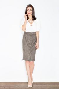 Olive Green Snaps Closure Pencil Skirt