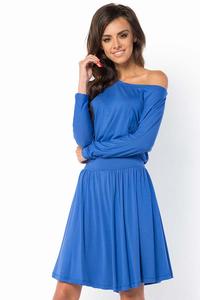 Blue Casual Scoop Neckline Dress