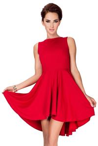 Red Pleated Asymetrical Coctail Dress