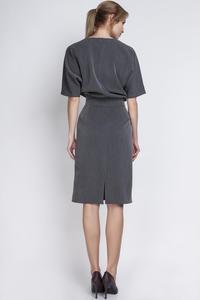 Dark Grey Elegant Pencil Skirt 1/2 Sleeves Dress