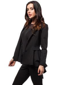 Black Seam Blazer with Cascading Back Hemline