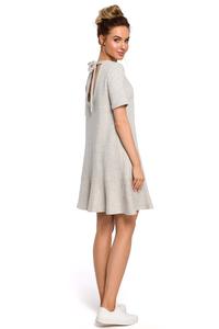 Light Gray Romantic Dress with Tying at the Neck of the Letter A