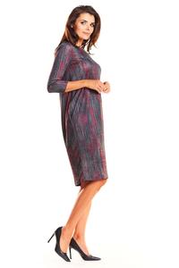 Red Simple Romby Dress with Pattern with Sleeves ¾