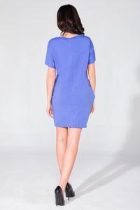 Blue Simple Mini Dress with Side Pockets