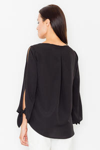 Black Cut Out Sleeves Stylish Blouse