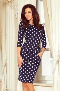 Navy Blue Sports Dress Drawn in Polka Dot