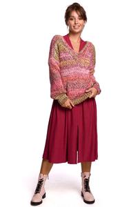 Multicolored Mélange V-neck sweater - Raspberry