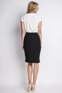 Black High Waist Knee Length Elegant Skirt