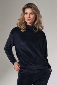 Dark Blue Velveteen Hooded Sport Blouse