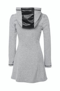 Grey A-line Sporty Dress Hoodie Coat