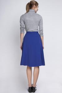 Indygo Blue Retro Style Midi Lenght Skirt with Double Fold