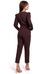 Brown  Elegant Belted Jumpsuit