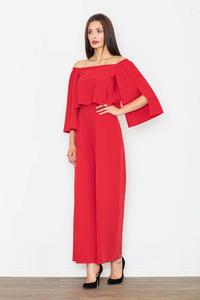 Red Elegant Off-Shoulders Ladies Jumpsuit