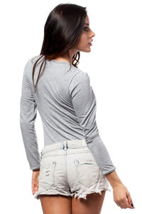Grey Plain Body Suit with Long Sleeves