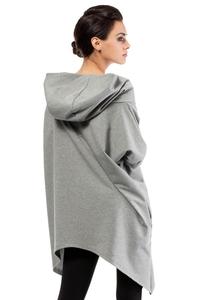 Grey Oversized Asymetrical Hooded Blouse