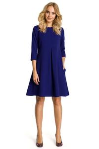 Blue Flared Dress with Front Doublefold