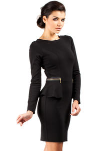 Black Seam Shift Dress with Decorative Zipper Pockets
