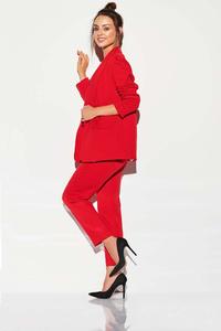 Red Fabric Basic Trousers with a tapered leg