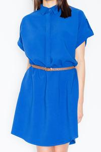 Blue Shirt Dress with Rolled-up Sleeves