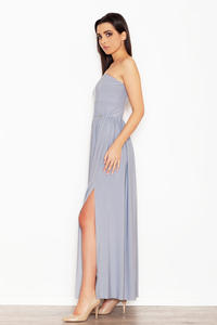 Grey Bandeau Maxi Dress with Side Slit